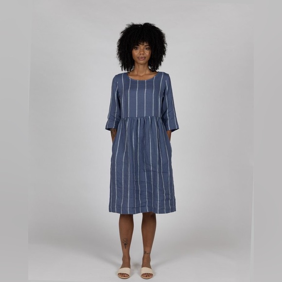Pyne & Smith Dresses & Skirts - NWT Pyne & Smith Model No.19 Boatneck Midi Linen Dress - Maritime Stripe